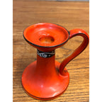 Antique Art Deco Czechoslovakia Orange Porcelain Chamberstick Candle Holder