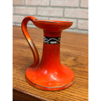 Antique Art Deco Czechoslovakia Orange Porcelain Chamberstick Candle Holder