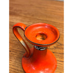 Antique Art Deco Czechoslovakia Orange Porcelain Chamberstick Candle Holder