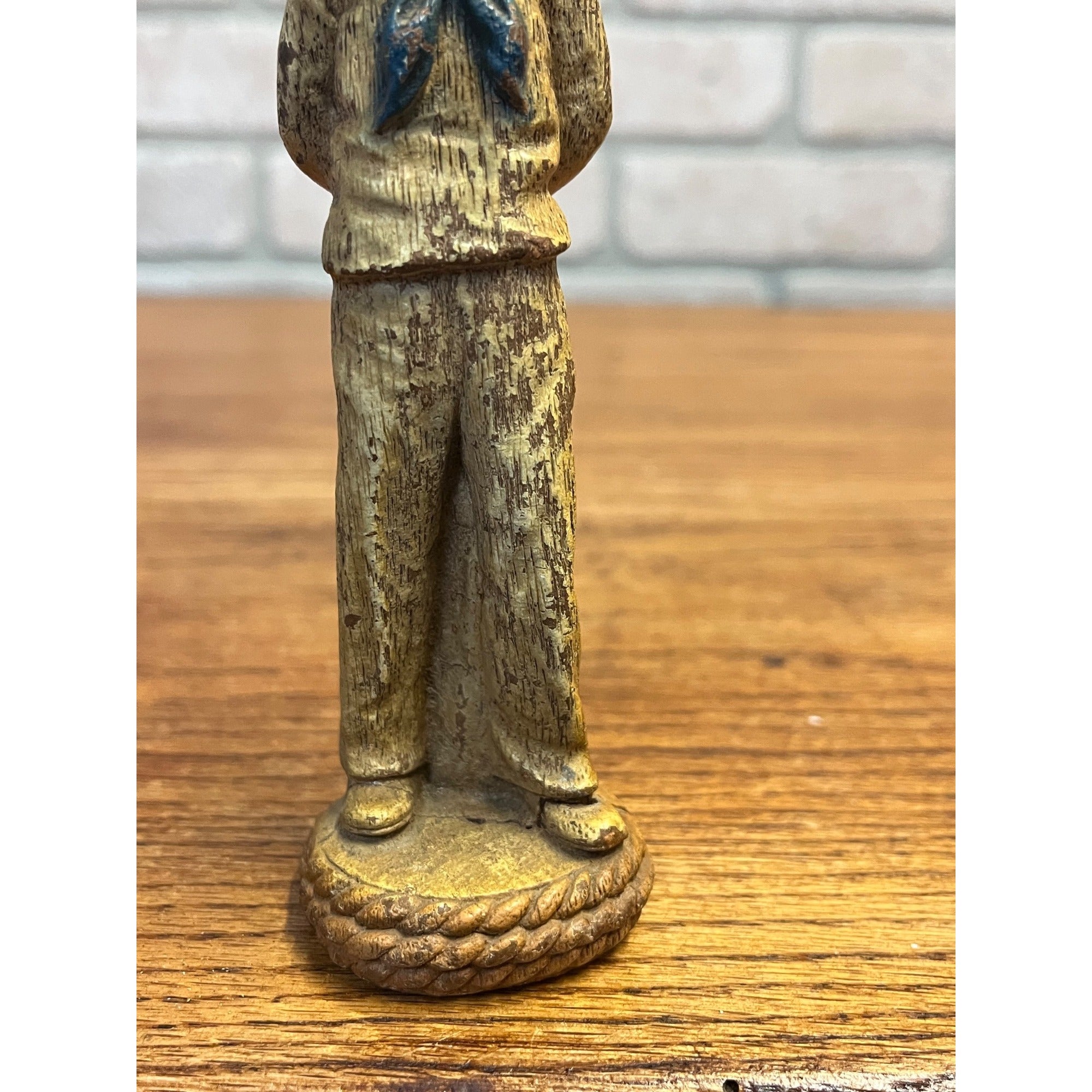 Original WWII USN US Navy Sailor Syroco Statue Figurine Keepsake Vintage 1940s WW2