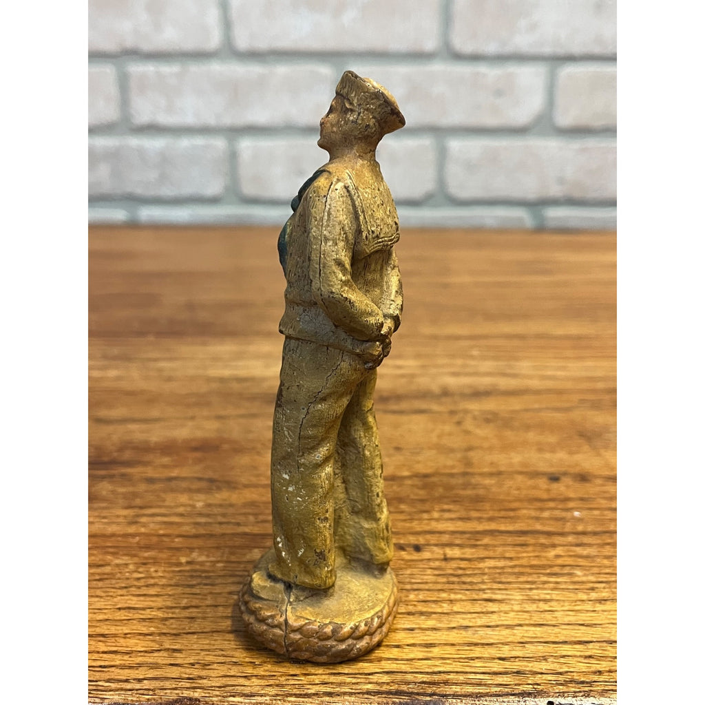 Original WWII USN US Navy Sailor Syroco Statue Figurine Keepsake Vintage 1940s WW2