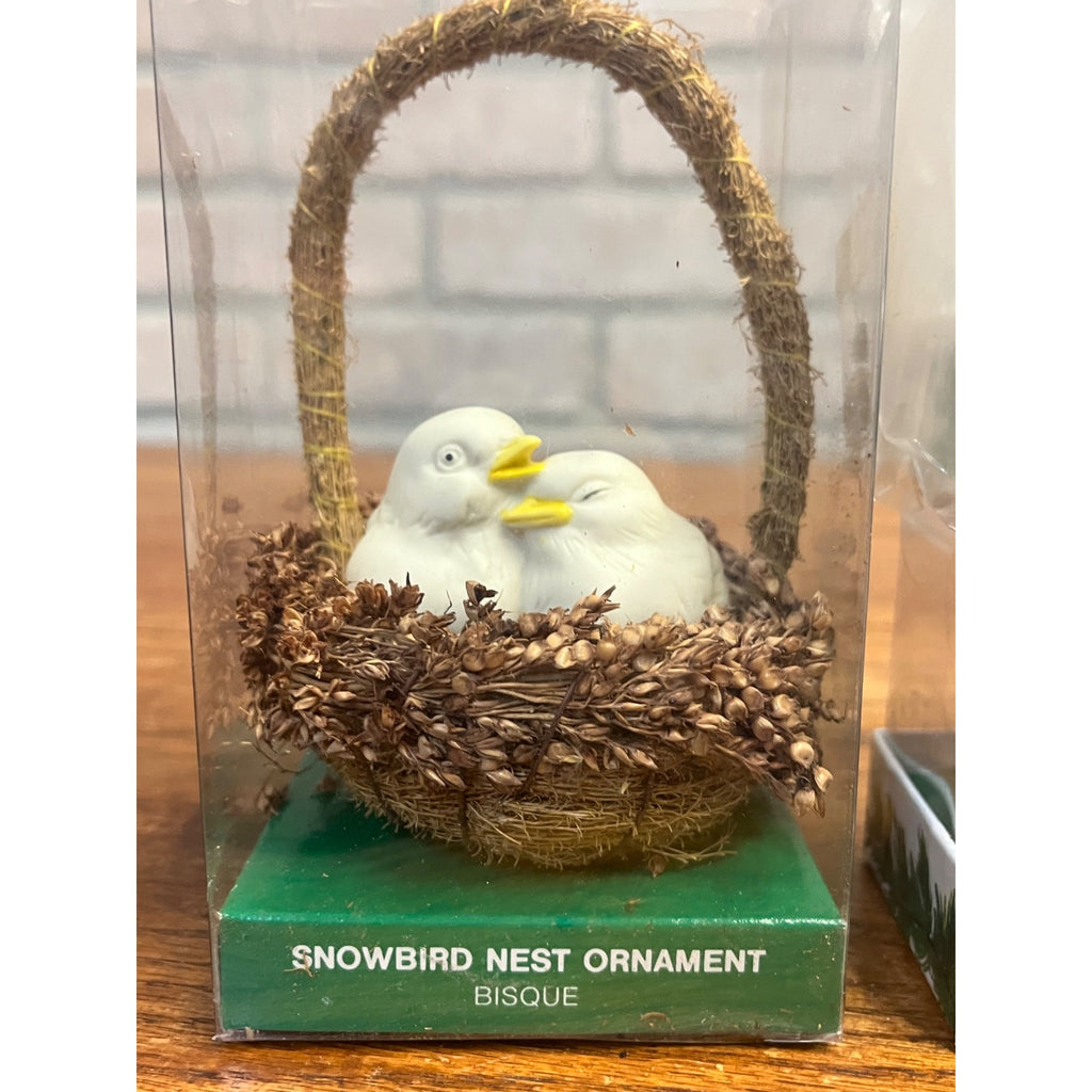 Vintage Department 56 Christmas Snowbird Light-Ups Lot Clip-on Bisque Ornaments and Nesting Pair