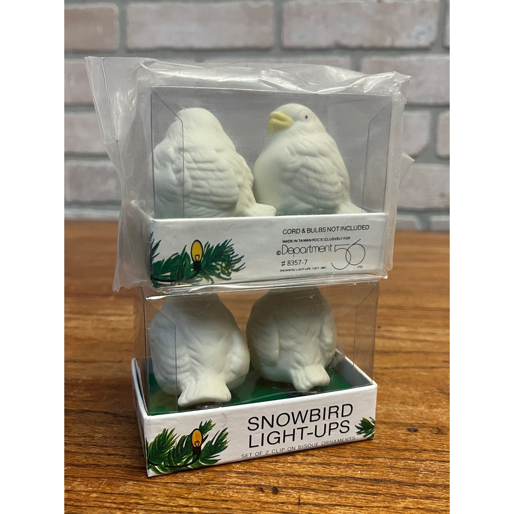 Vintage Department 56 Christmas Snowbird Light-Ups Lot Clip-on Bisque Ornaments and Nesting Pair