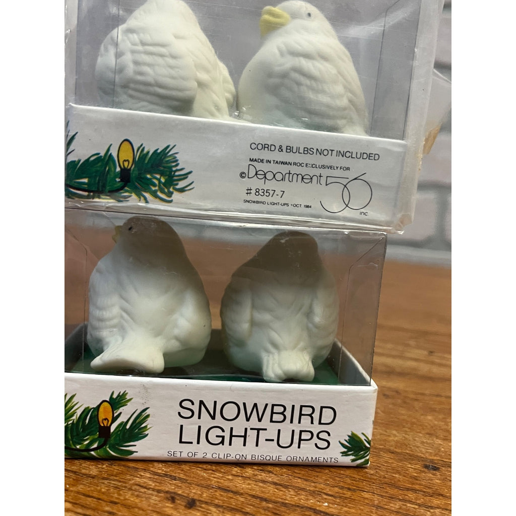 Vintage Department 56 Christmas Snowbird Light-Ups Lot Clip-on Bisque Ornaments and Nesting Pair