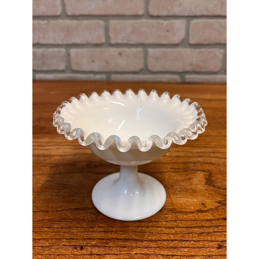 Vintage Fenton Silver Crest Pedestal Compote Bowl 3.5" Tall 5.5” Wide