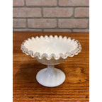 Vintage Fenton Silver Crest Pedestal Compote Bowl 3.5" Tall 5.5” Wide