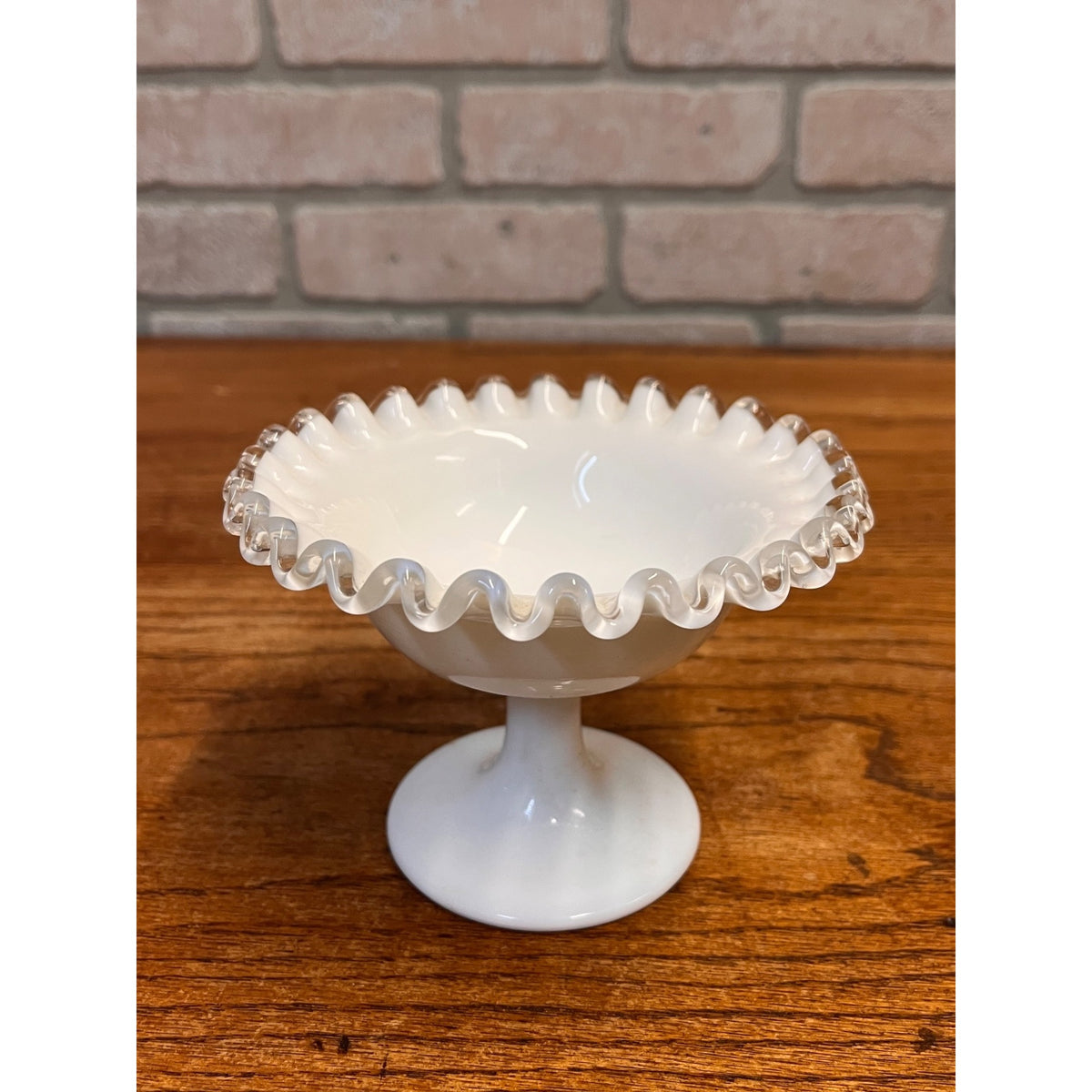 Vintage Fenton Silver Crest Pedestal Compote Bowl 3.5" Tall 5.5” Wide