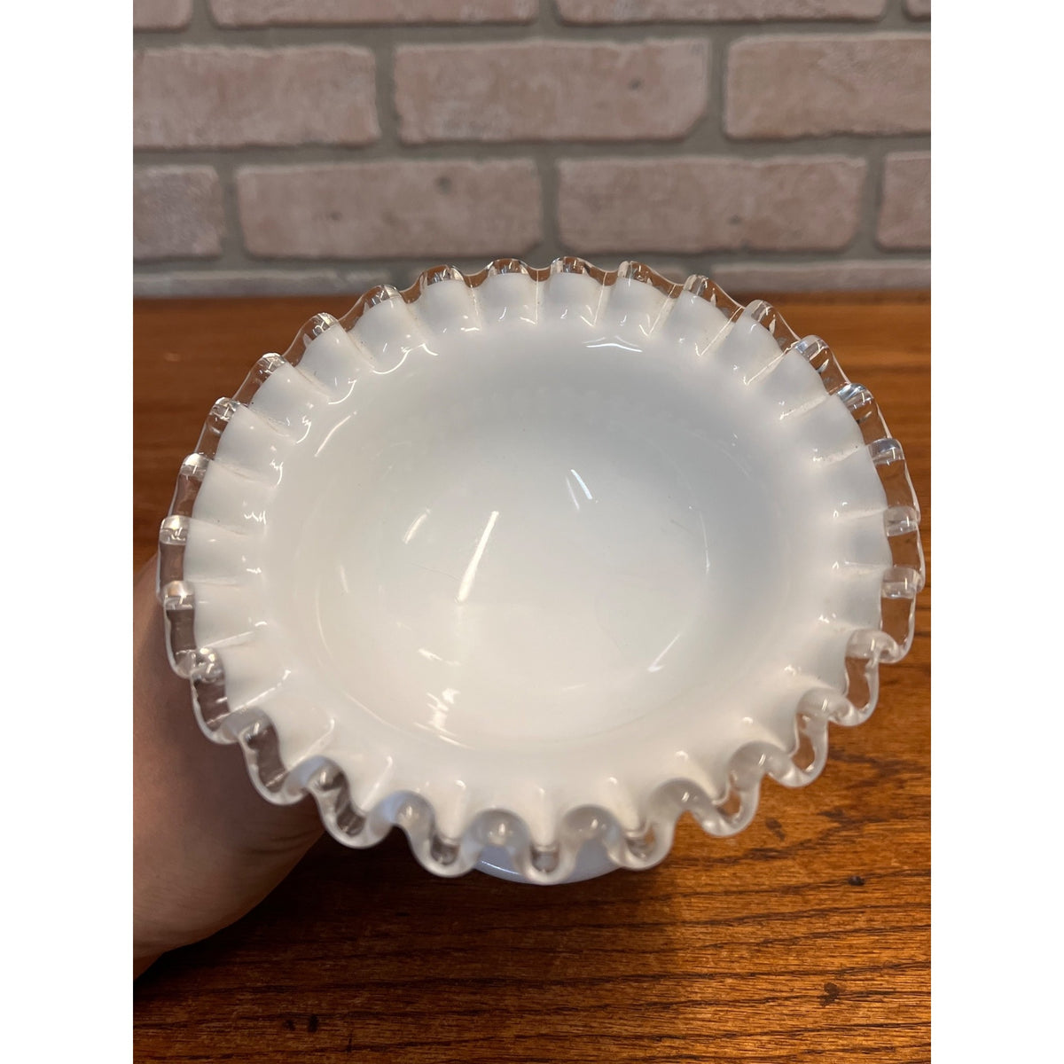 Vintage Fenton Silver Crest Pedestal Compote Bowl 3.5" Tall 5.5” Wide