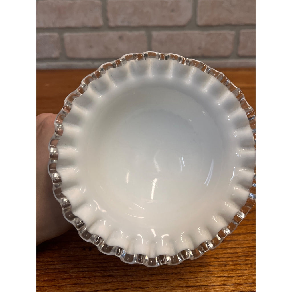Vintage Fenton Silver Crest Pedestal Compote Bowl 3.5" Tall 5.5” Wide