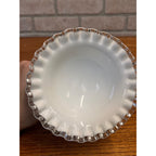 Vintage Fenton Silver Crest Pedestal Compote Bowl 3.5" Tall 5.5” Wide