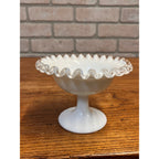 Vintage Fenton Silver Crest Pedestal Compote Bowl 3.5" Tall 5.5” Wide