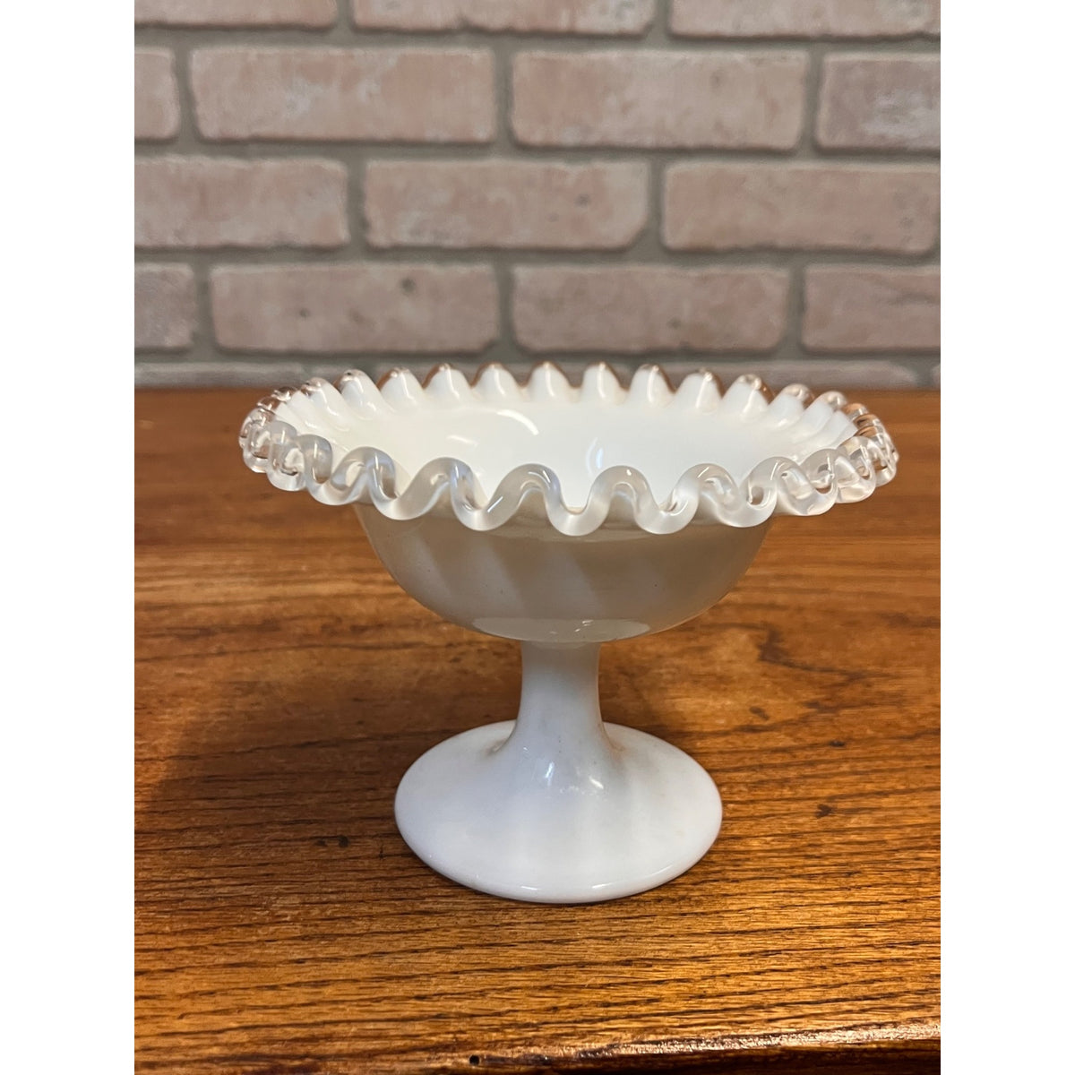 Vintage Fenton Silver Crest Pedestal Compote Bowl 3.5" Tall 5.5” Wide