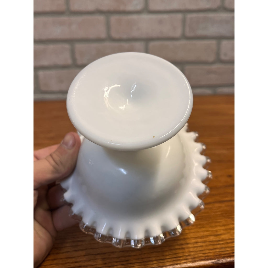 Vintage Fenton Silver Crest Pedestal Compote Bowl 3.5" Tall 5.5” Wide