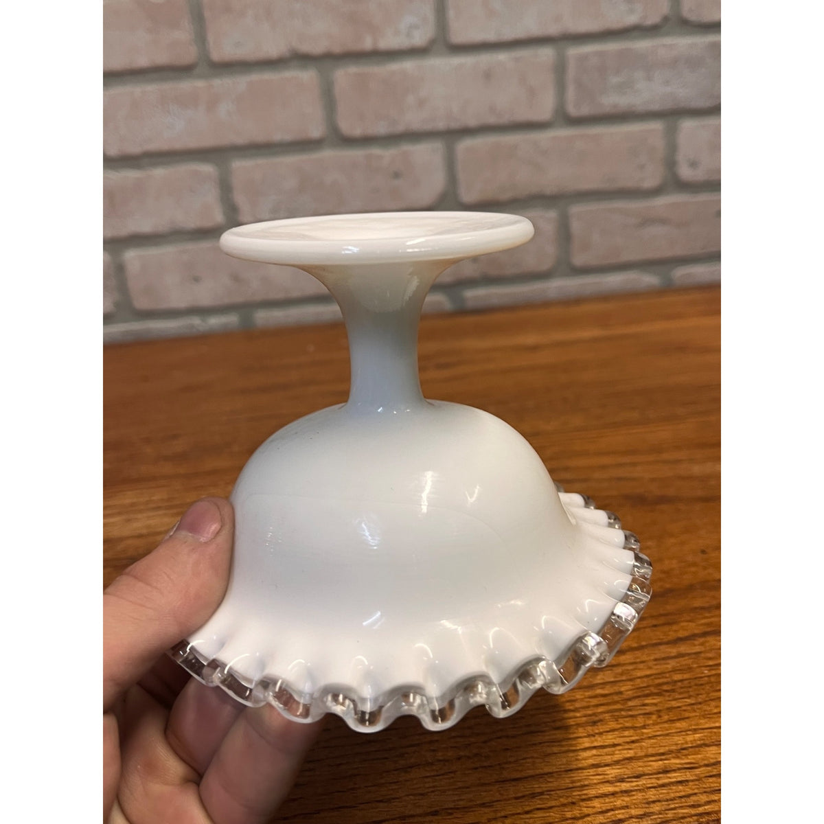 Vintage Fenton Silver Crest Pedestal Compote Bowl 3.5" Tall 5.5” Wide