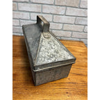 Vintage Galvanized Steel Tackle Tool Box Tote Carrier Steampunk Industrial Flared Edges