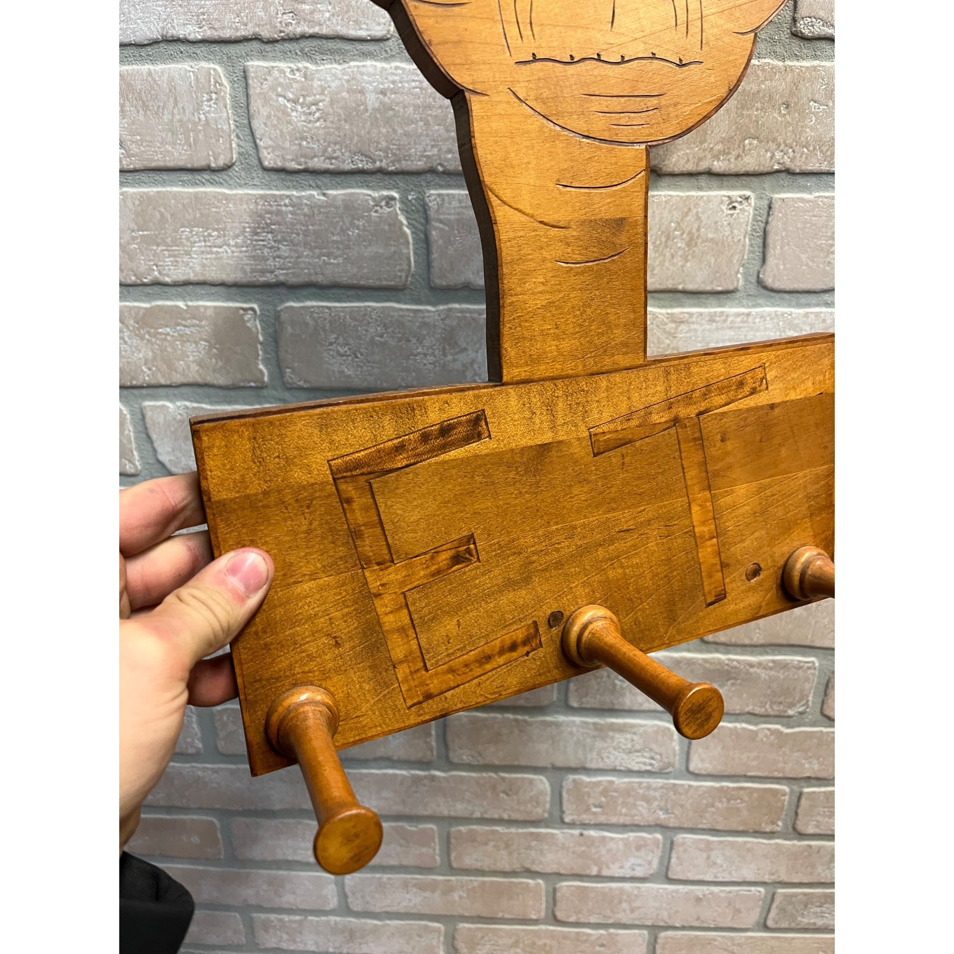 RARE Vintage E.T. Movie Extraterrestrial Wooden Carved Wall Hat Coat Hook Hanger