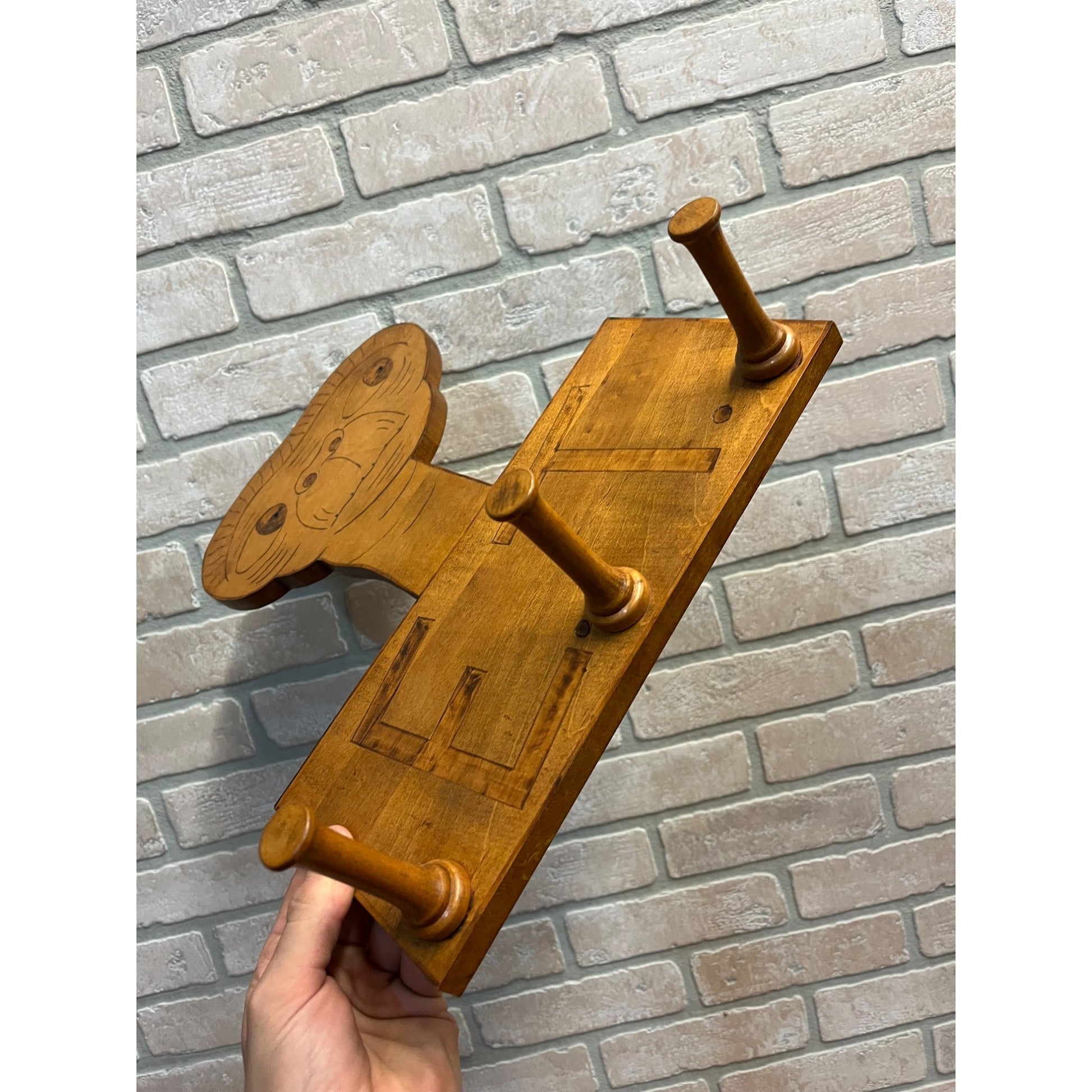 RARE Vintage E.T. Movie Extraterrestrial Wooden Carved Wall Hat Coat Hook Hanger