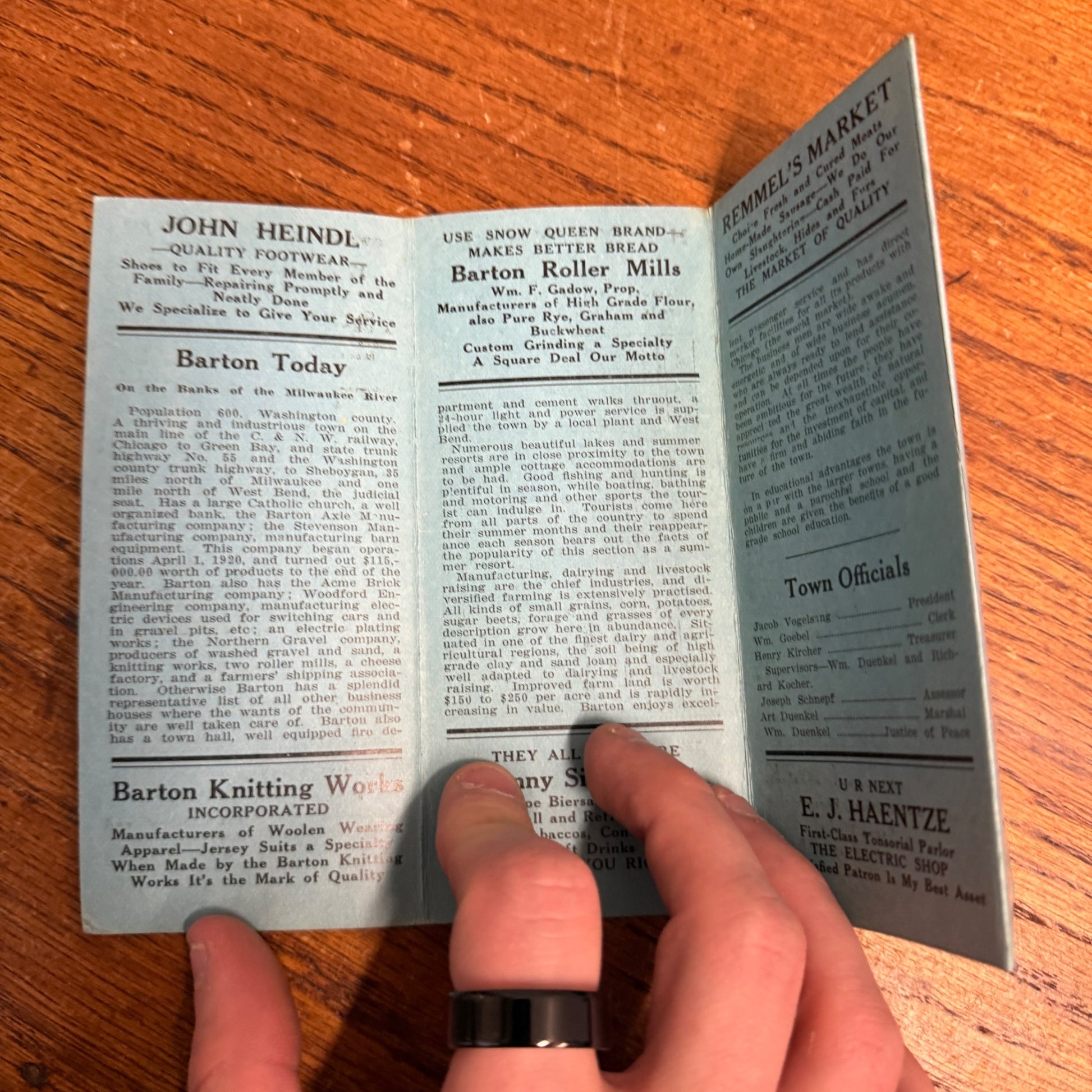 Vintage 1921 Pocket Directory of Barton Wisconsin West Bend Wis WI