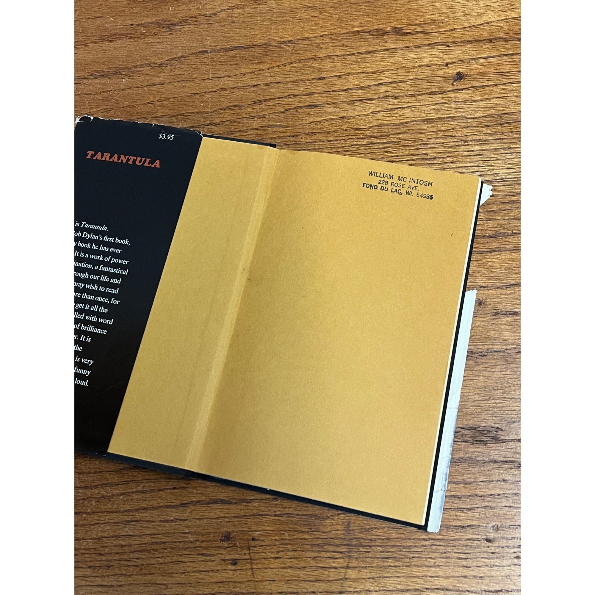 Tarantula, Bob Dylan, 1971. First Edition, First Printing Hardcover/ Dust Jacket