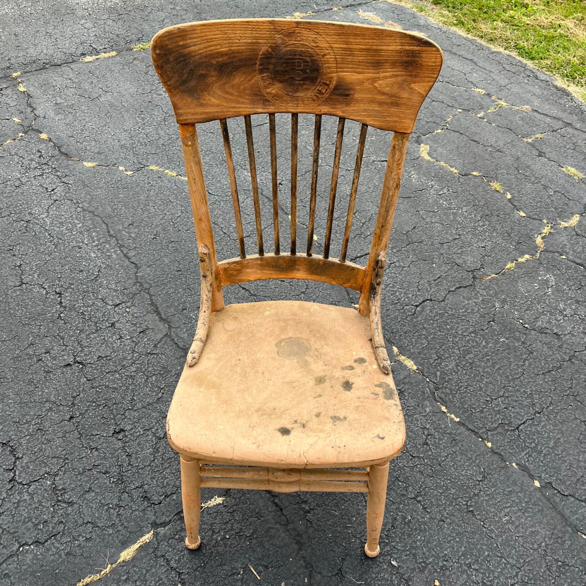 Antique Pabst Beer Brewery Milwaukee Wis Pre-Prohibition Saloon Tavern Oak Chair Pressed Back
