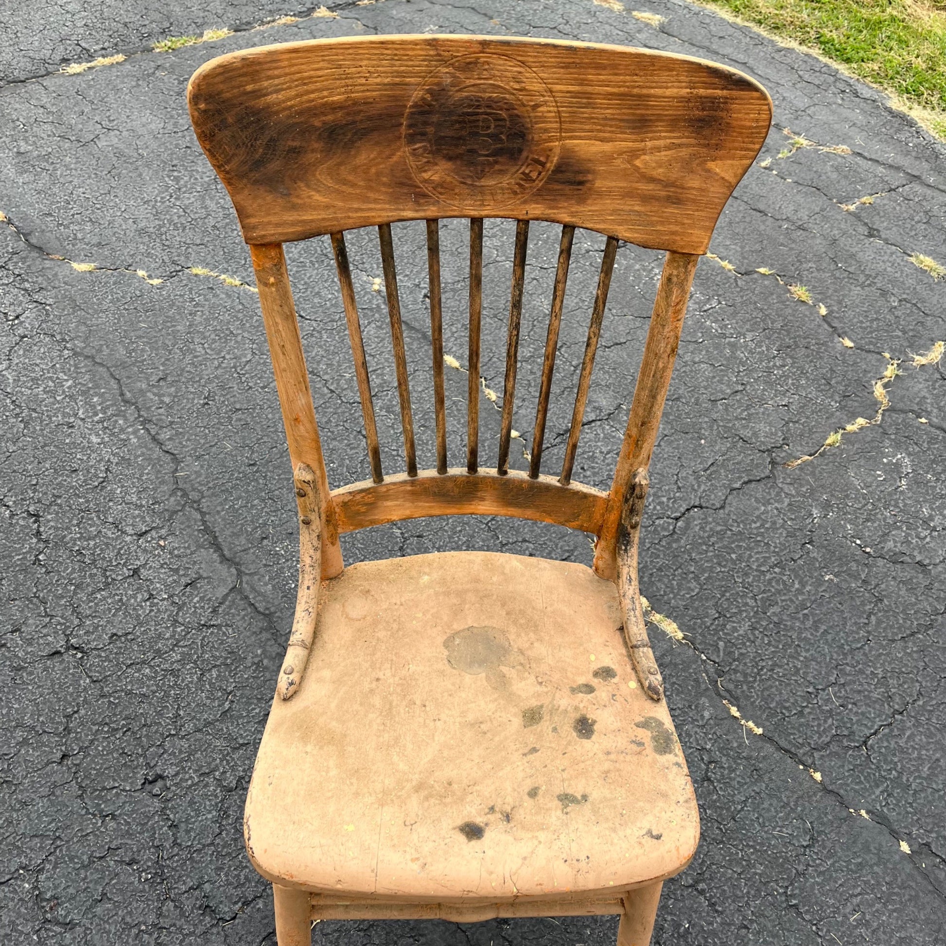 Antique Pabst Beer Brewery Milwaukee Wis Pre-Prohibition Saloon Tavern Oak Chair Pressed Back