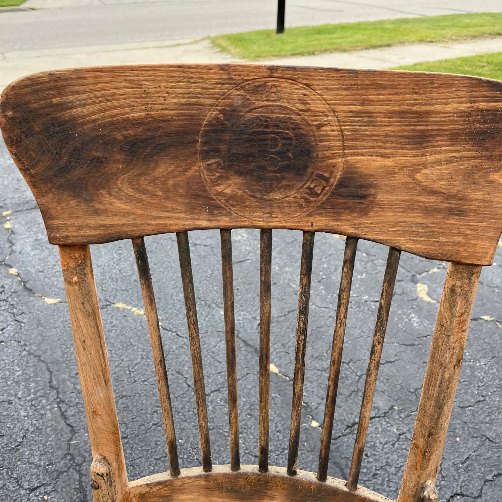Antique Pabst Beer Brewery Milwaukee Wis Pre-Prohibition Saloon Tavern Oak Chair Pressed Back