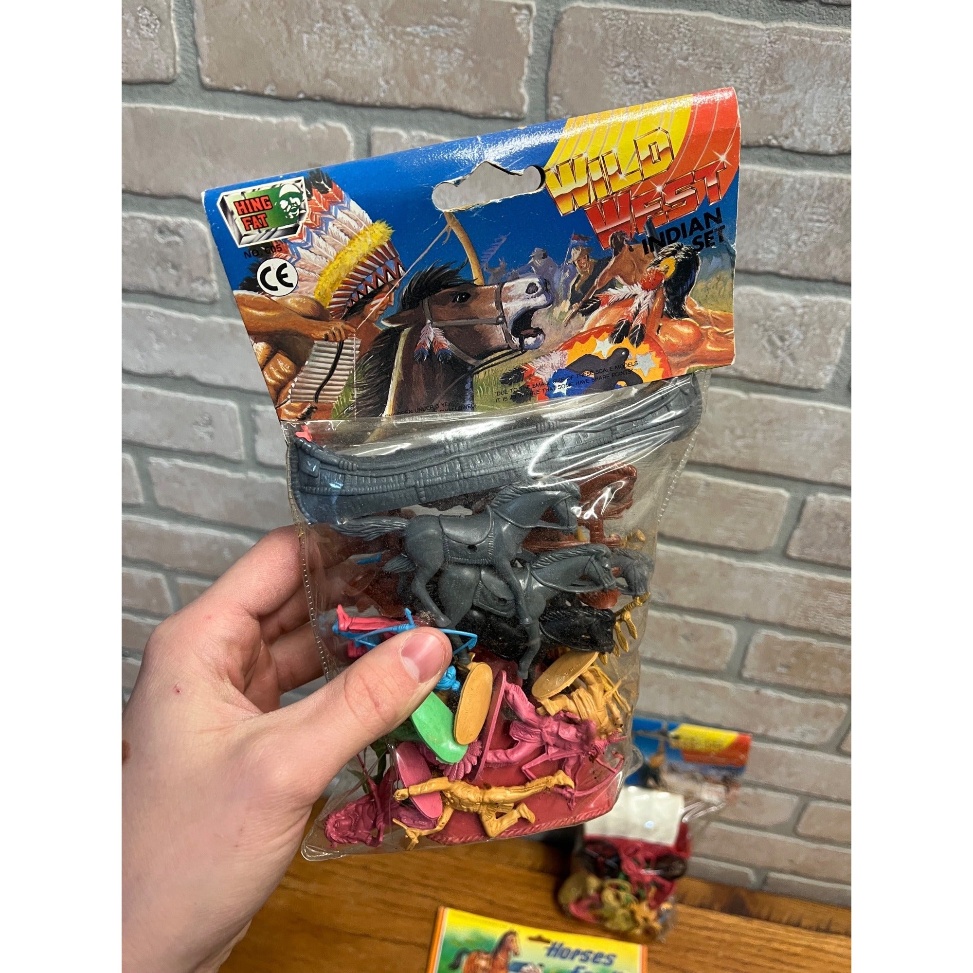 Vintage Hing Fat Toys Wild West Cowboy and Indian 90's Set NOS w/ Horses