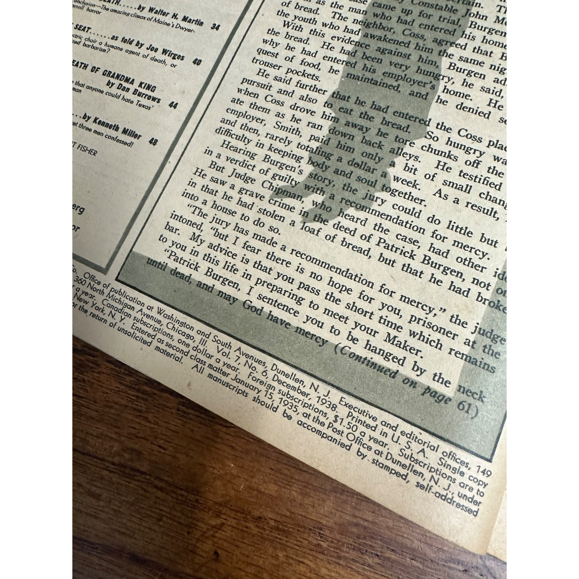 Inside Detective Magazine, December 1938, Vintage True Crime Stories, Pulp