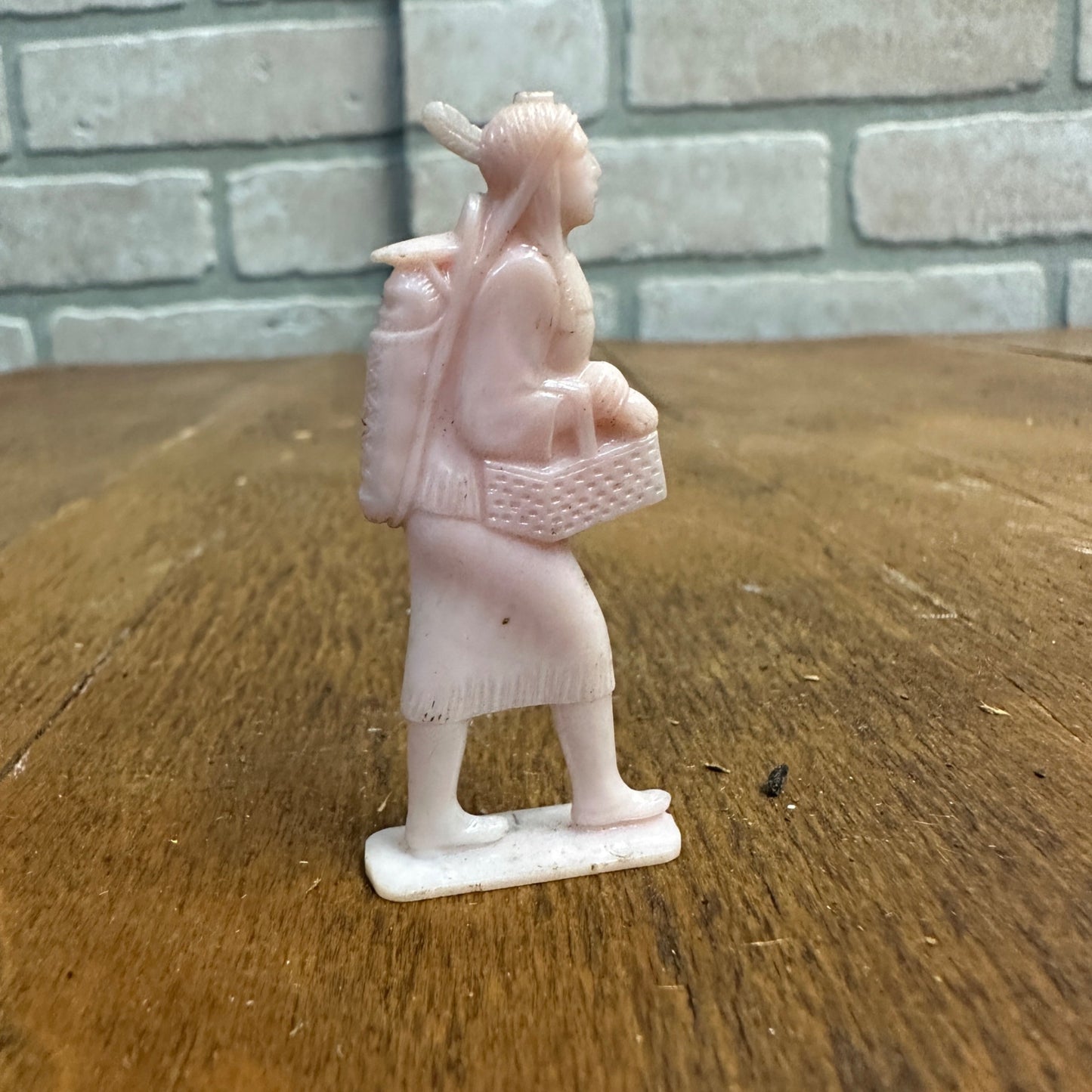 Vintage Cracker Jack Premium Prize Plastic Nosco Pink Indian Woman Maiden