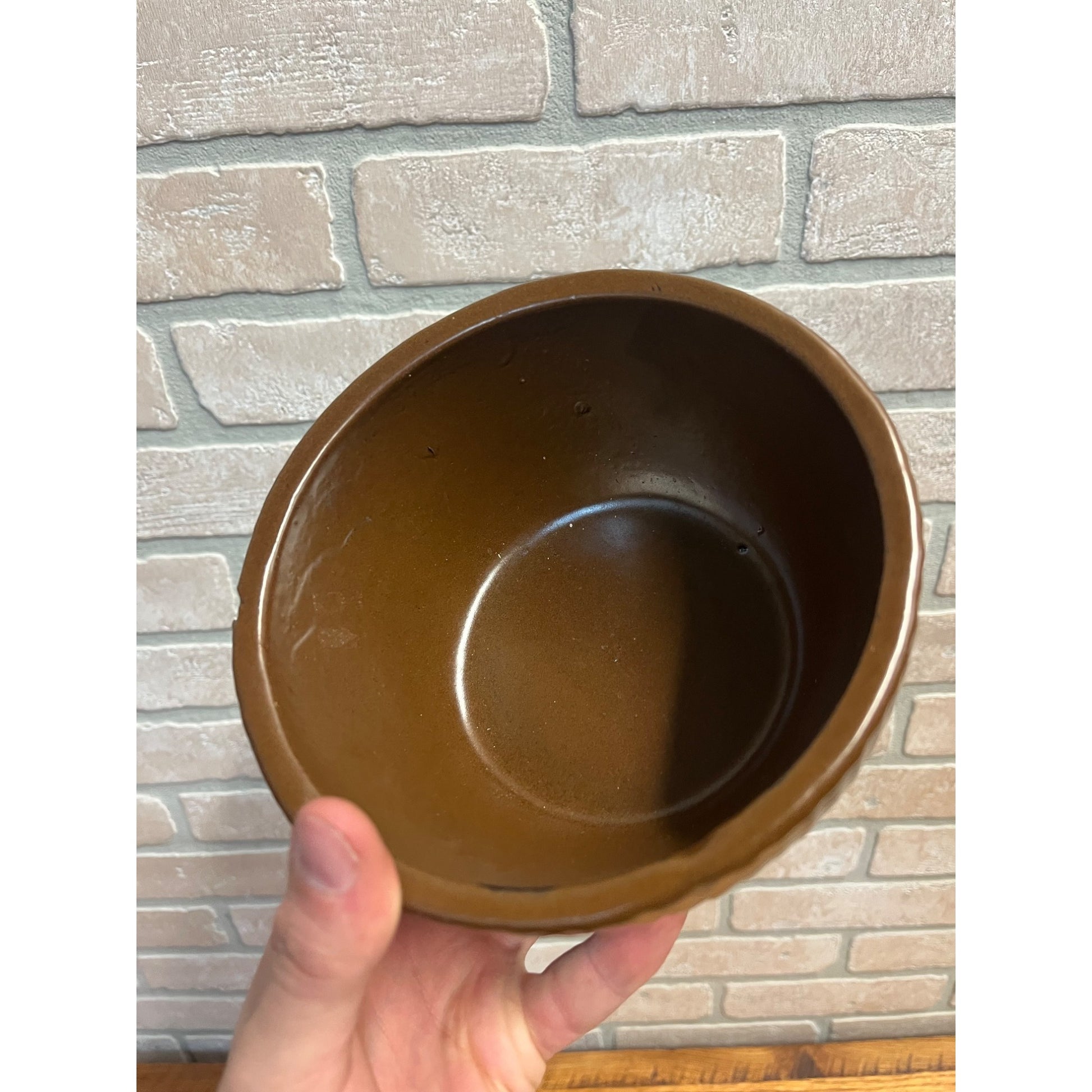Vintage Zanesville Stoneware Ribbed Brown Candy Bowl ZSC 4404 Mid Century MCM