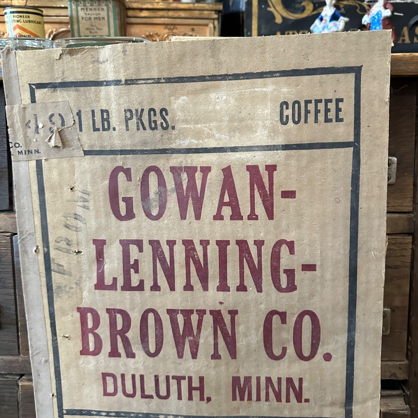 Antique 1910s Gowan Lenning Brown Coffee Cardbaord Advertising Sign