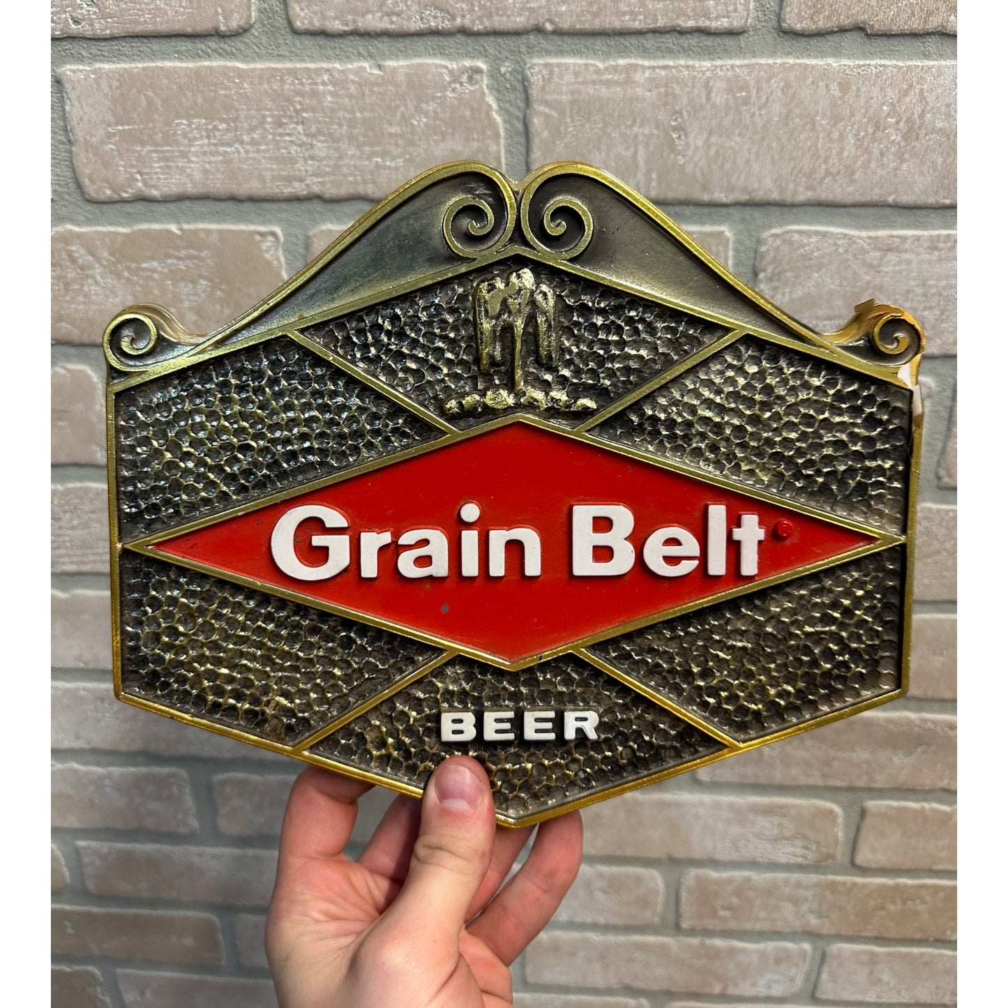 Vintage 1960s Grain Belt Beer Molded Plastic Sign - As-Is