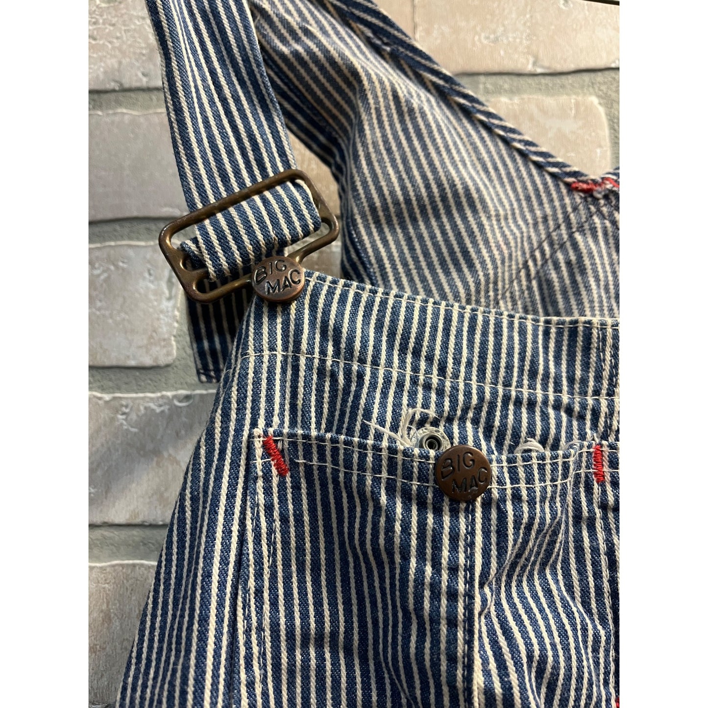 Vintage 1950s Big Mac Union Made Hickory Striped Railroad Overalls Workwear