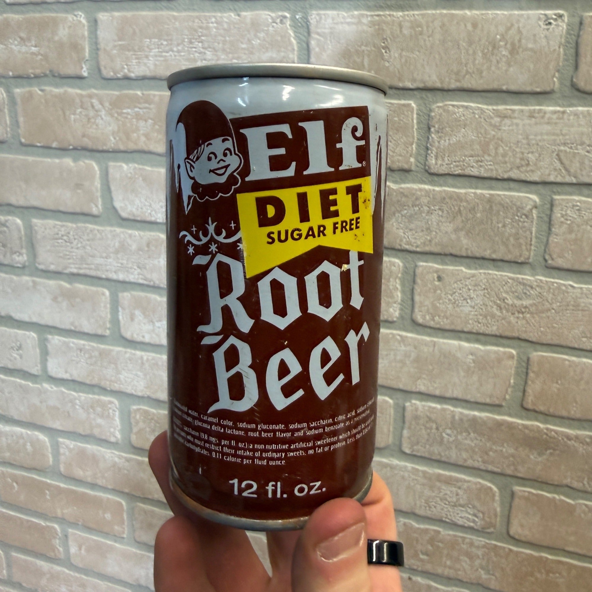 Vintage 1970s-80s Elf Root Beer Pull Tab Straight Soda Can