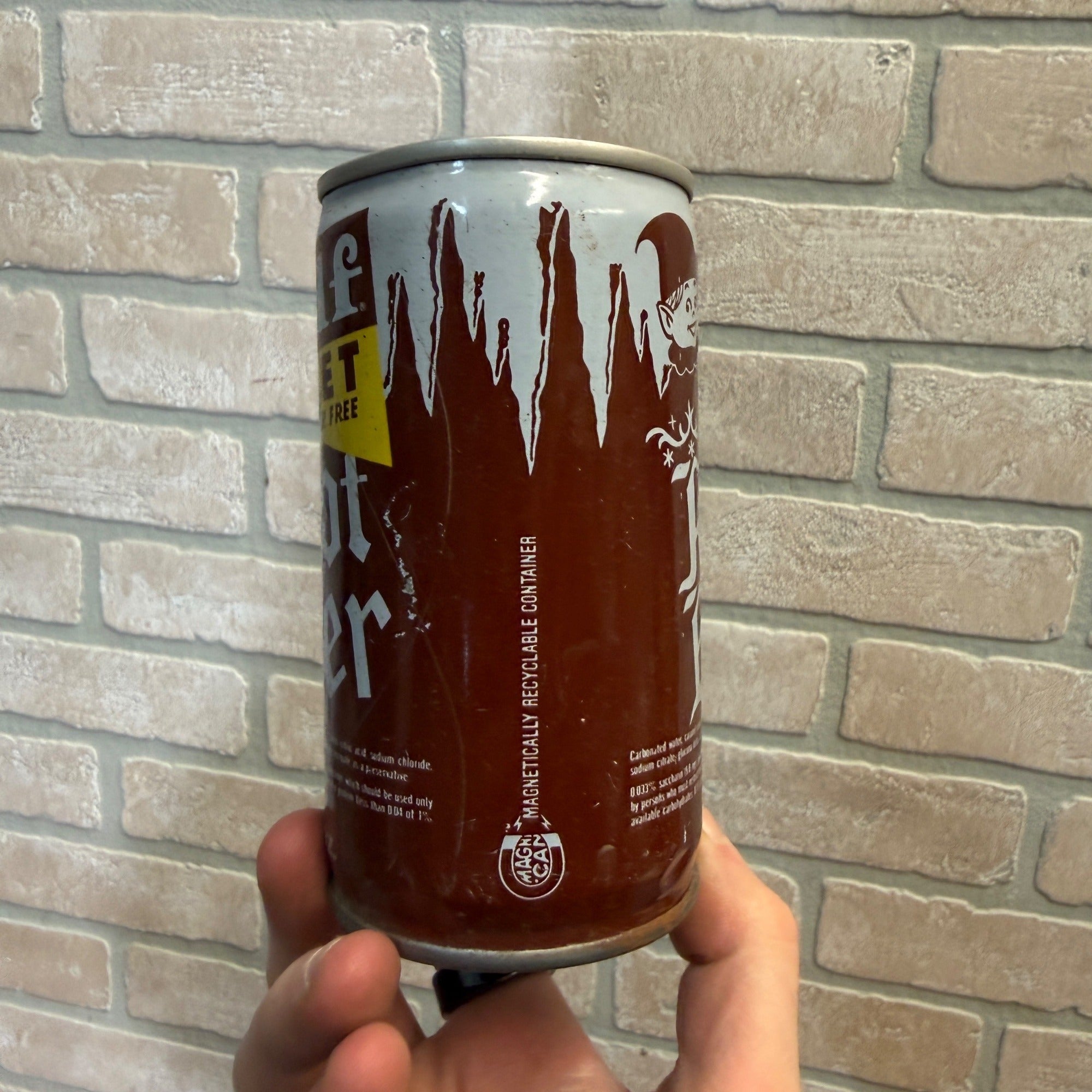 Vintage 1970s-80s Elf Root Beer Pull Tab Straight Soda Can