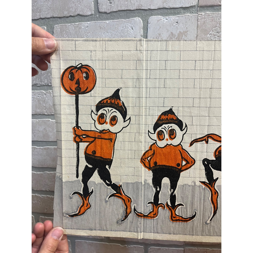 RARE 1920s Dennison Halloween Art Crepe Paper Palmer Cox Brownies Elf Elves JOLs