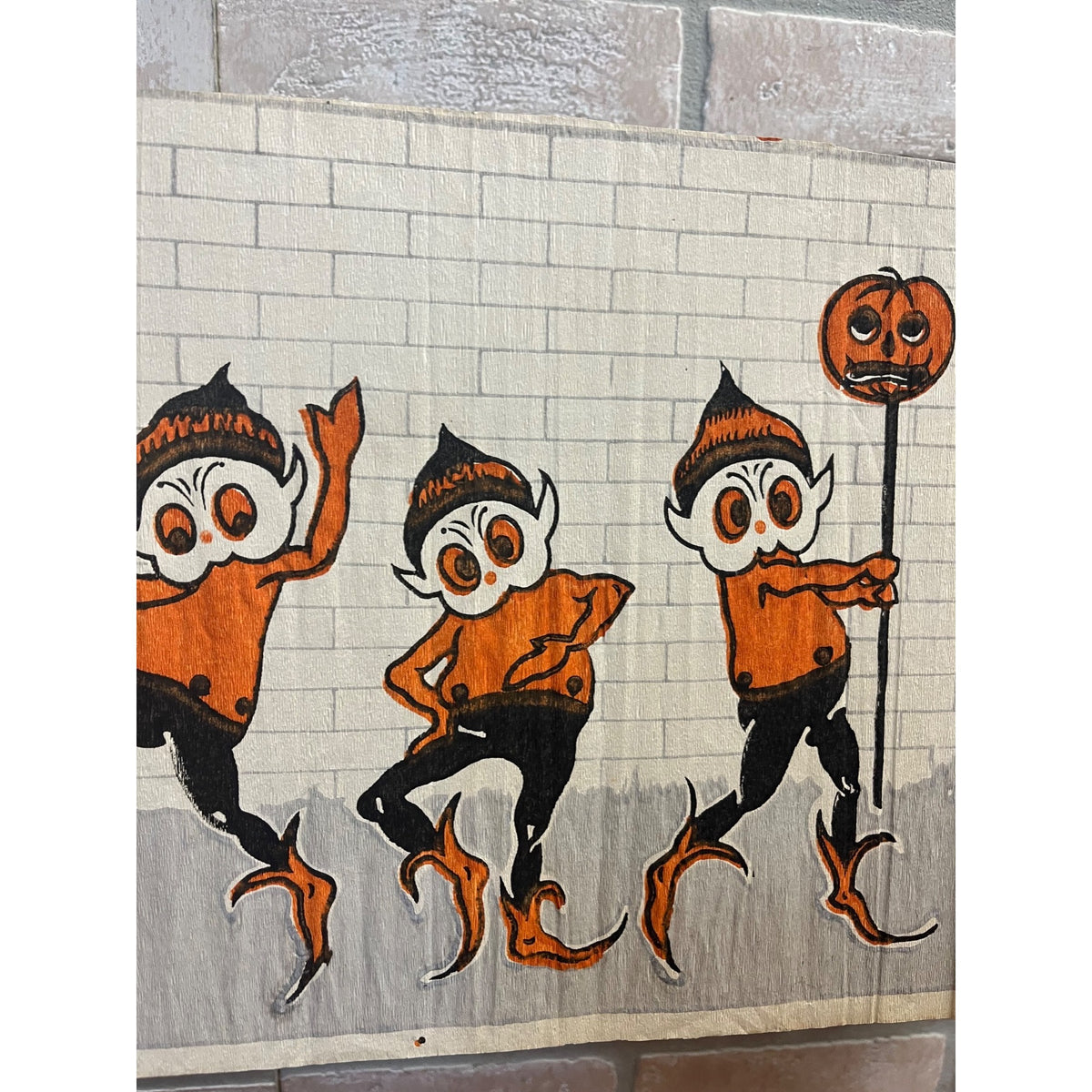 RARE 1920s Dennison Halloween Art Crepe Paper Palmer Cox Brownies Elf Elves JOLs