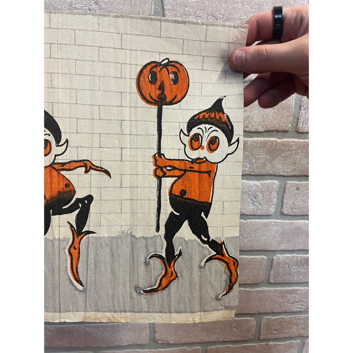 RARE 1920s Dennison Halloween Art Crepe Paper Palmer Cox Brownies Elf Elves JOLs
