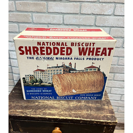 Vintage 1939 National Biscuit Co. Shredded Wheat Cereal Crate Box Advertising
