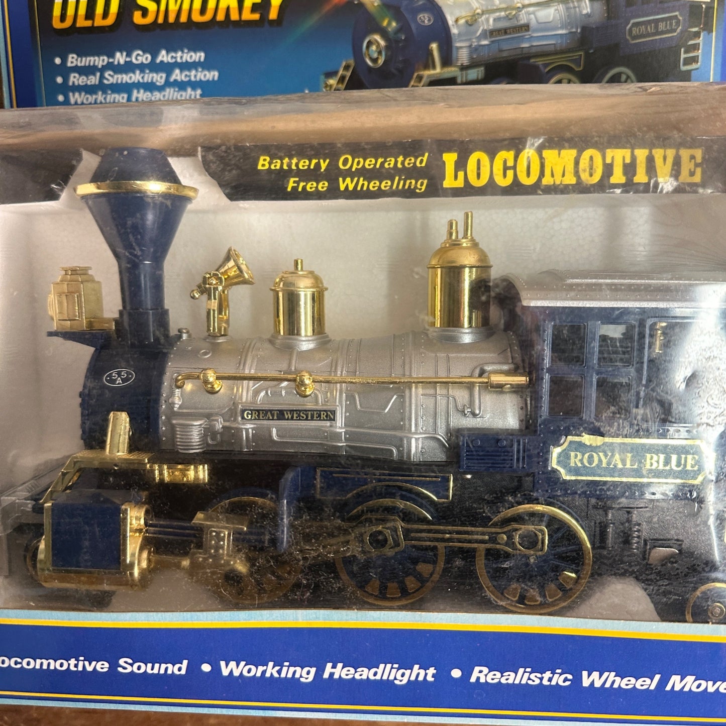 1981 NEW BRIGHT VINTAGE OLD SMOKEY GREAT WESTERN ROYAL BLUE TRAIN LOCOMOTIVE