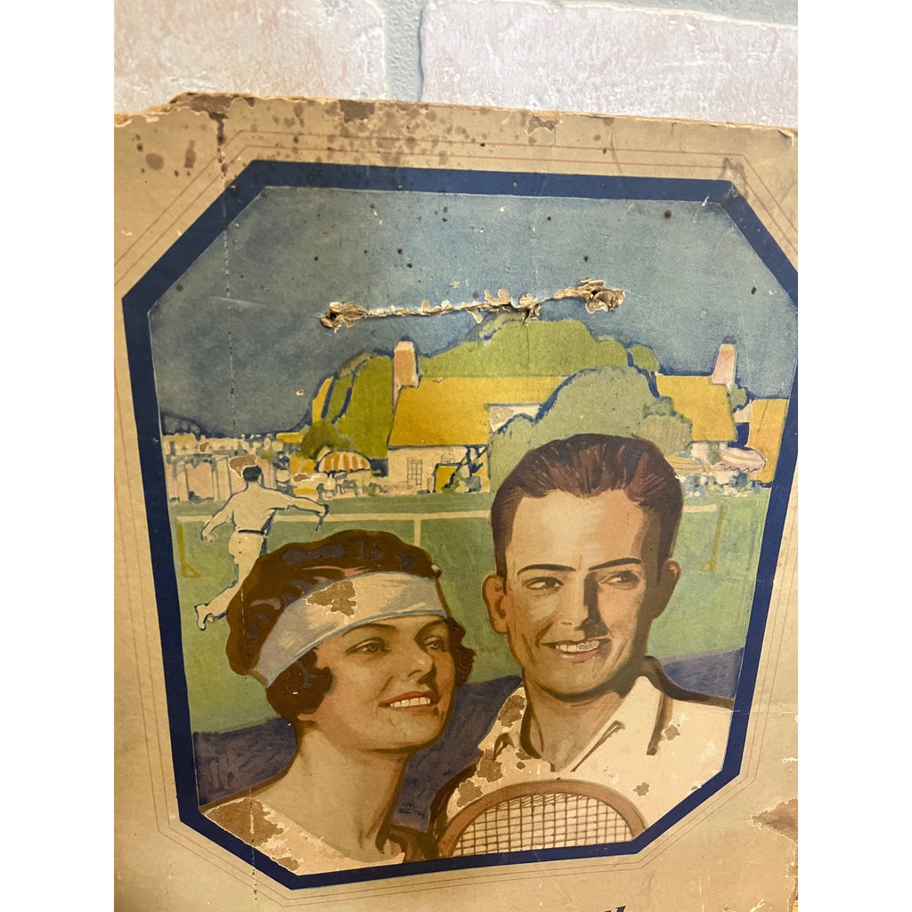 Vintage 1920's Art Deco Tennis Advertising Pebeco Tooth Paste Sign Dentistry