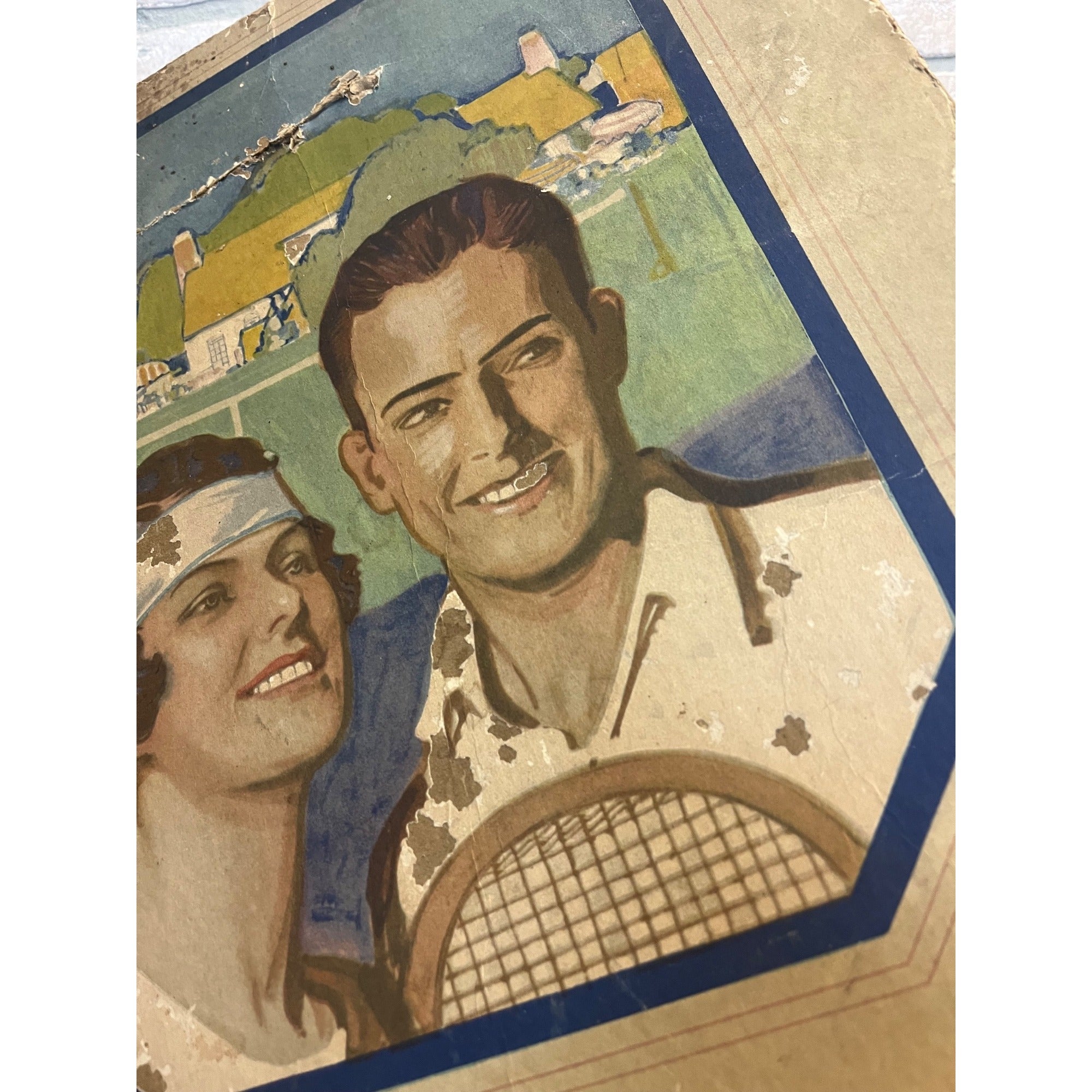 Vintage 1920's Art Deco Tennis Advertising Pebeco Tooth Paste Sign Dentistry