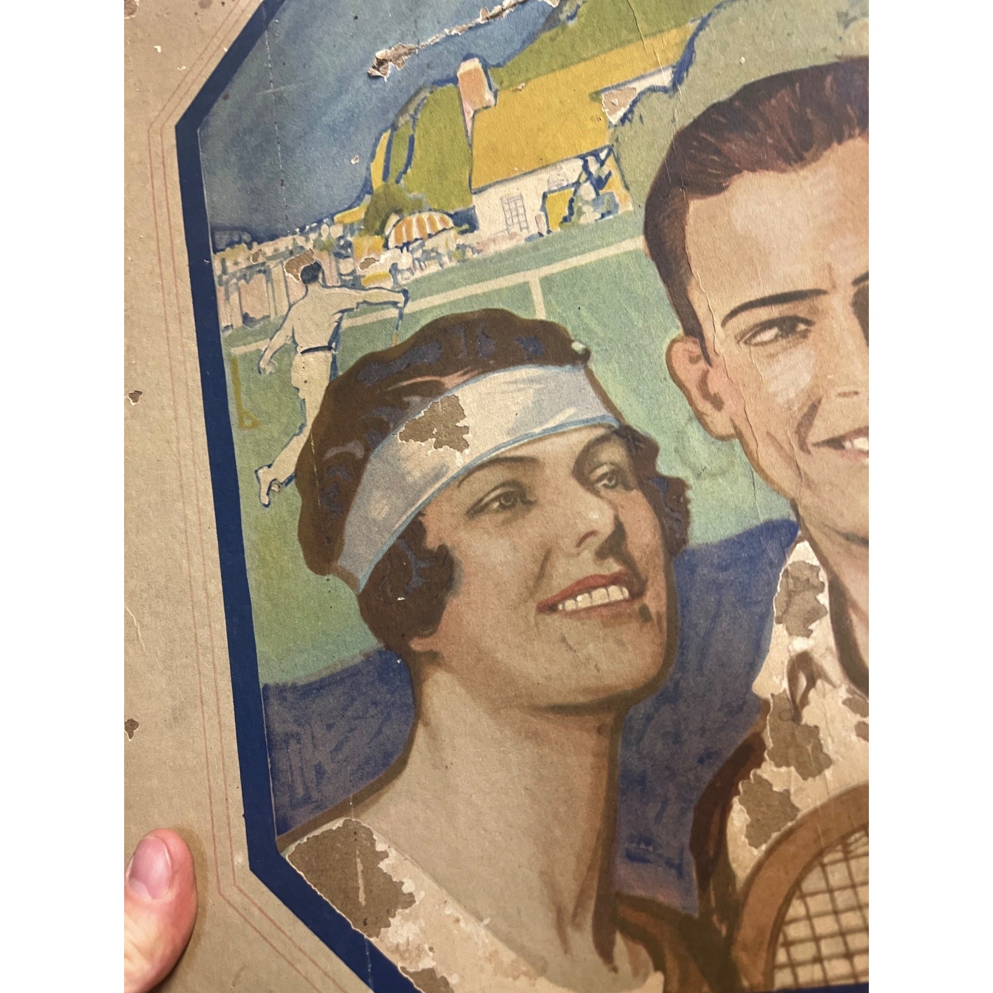 Vintage 1920's Art Deco Tennis Advertising Pebeco Tooth Paste Sign Dentistry