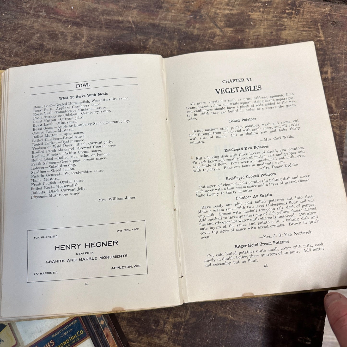 RARE Antique 1920s St Agnes Guild Church Cook Book Hardcover Appleton Wis