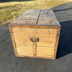Antique Large Primitive Trunk Chest Gray Off-White Coffee Table Immigrant