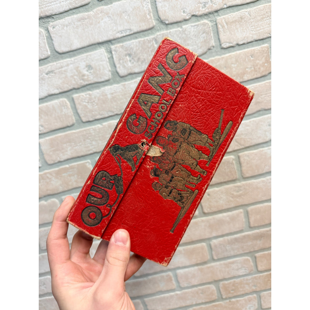 Vintage Our Gang School Box Pencil Case 1930s Baseball Graphics