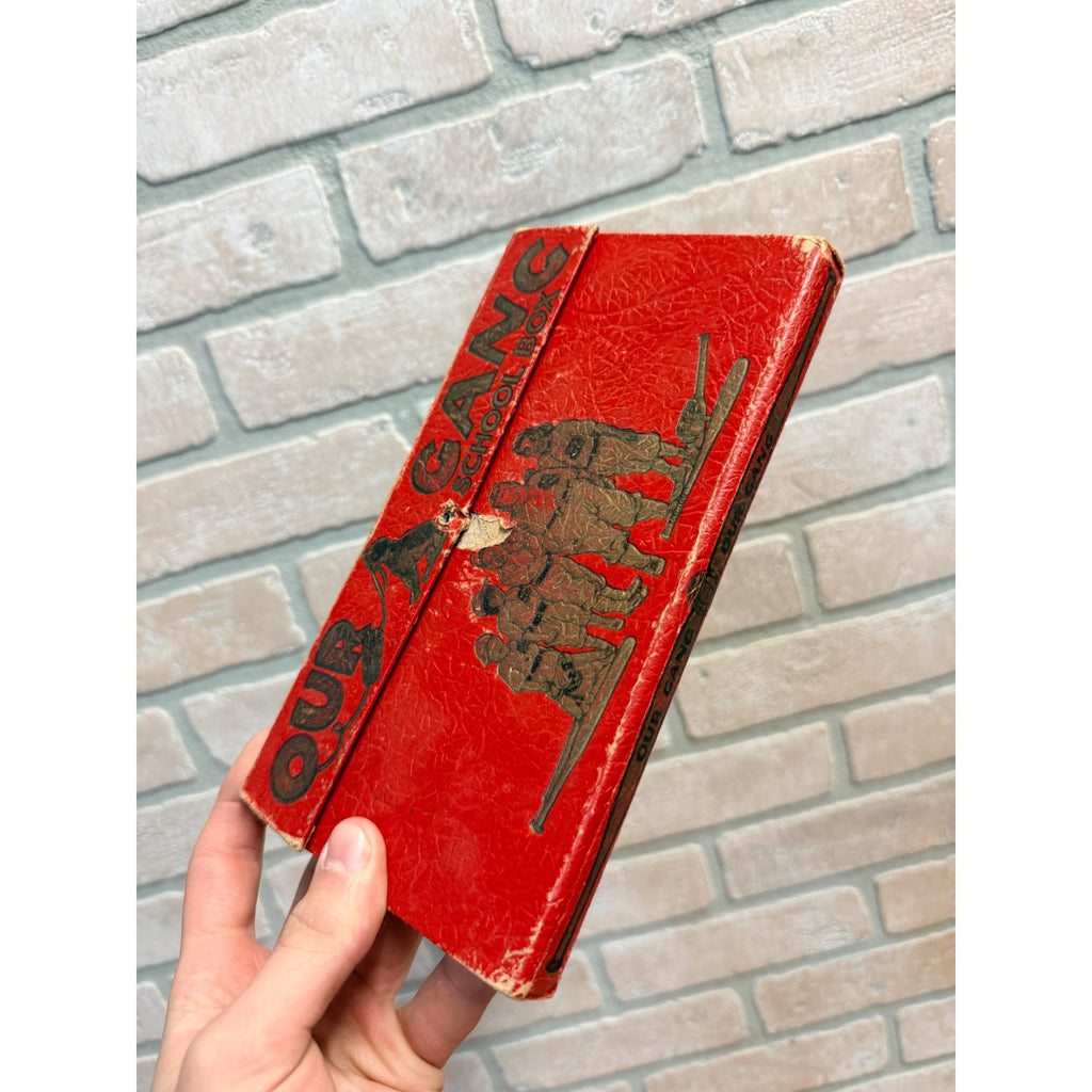 Vintage Our Gang School Box Pencil Case 1930s Baseball Graphics