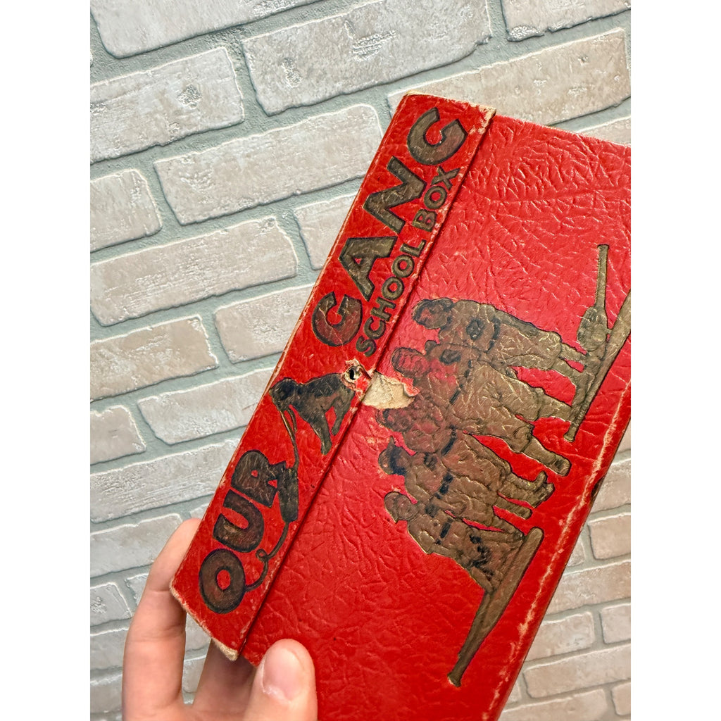 Vintage Our Gang School Box Pencil Case 1930s Baseball Graphics