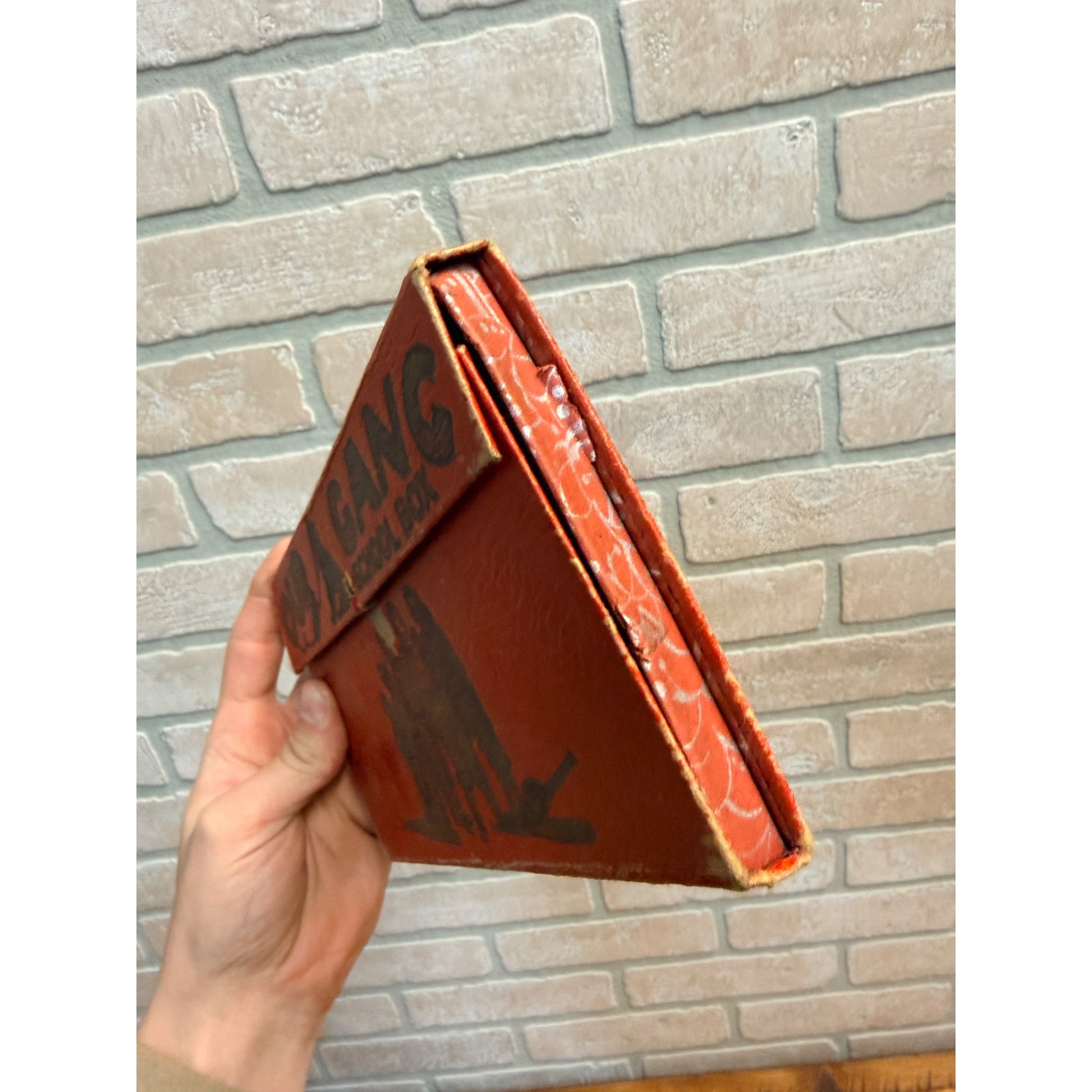 Vintage Our Gang School Box Pencil Case 1930s Baseball Graphics