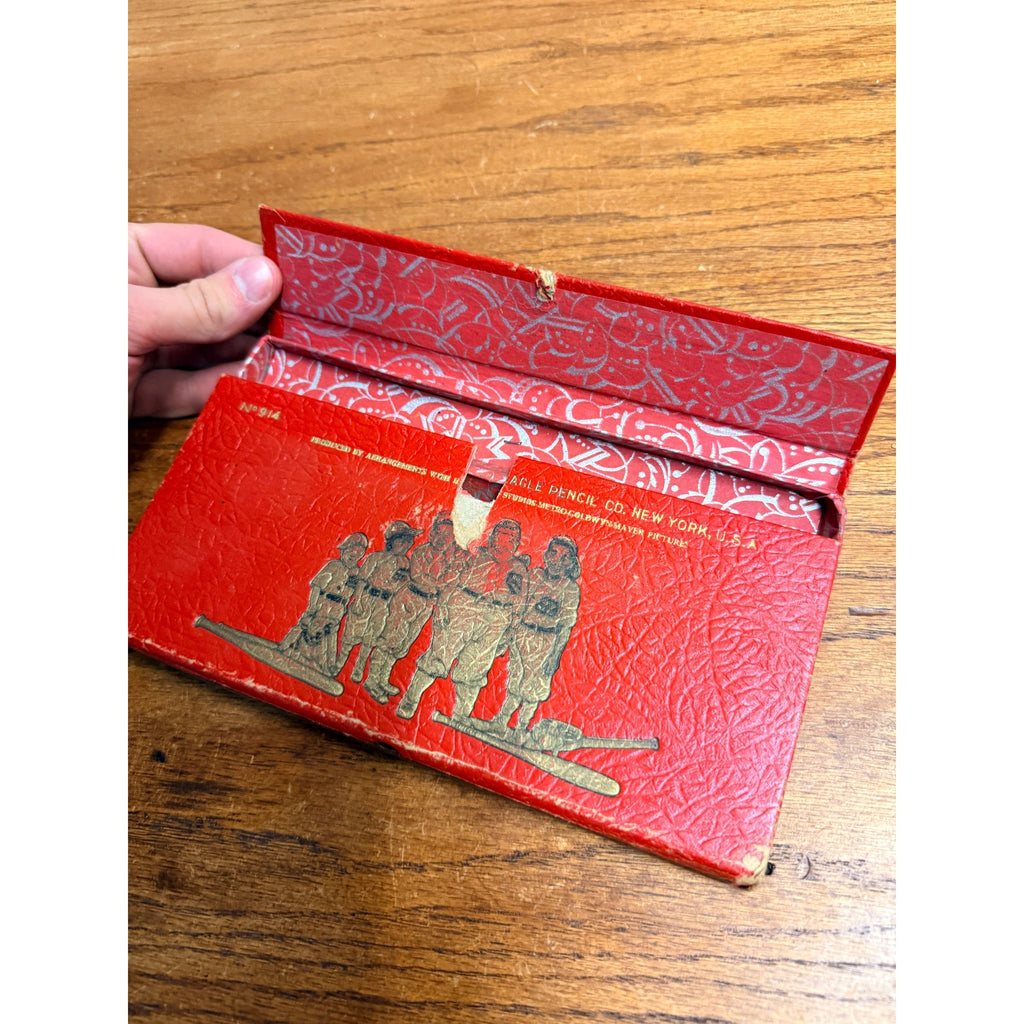 Vintage Our Gang School Box Pencil Case 1930s Baseball Graphics
